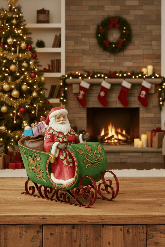 Jim Shore Heartwood Creek - Santa In Sleigh - Christmas Snow Globes by House worX