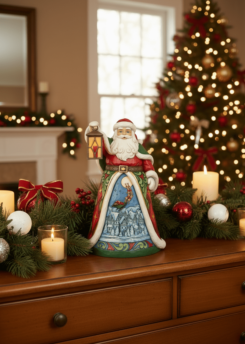 Jim Shore Heartwood Creek - Santa with LED Lantern - PRE-ORDER - Christmas Snow Globes by House worX