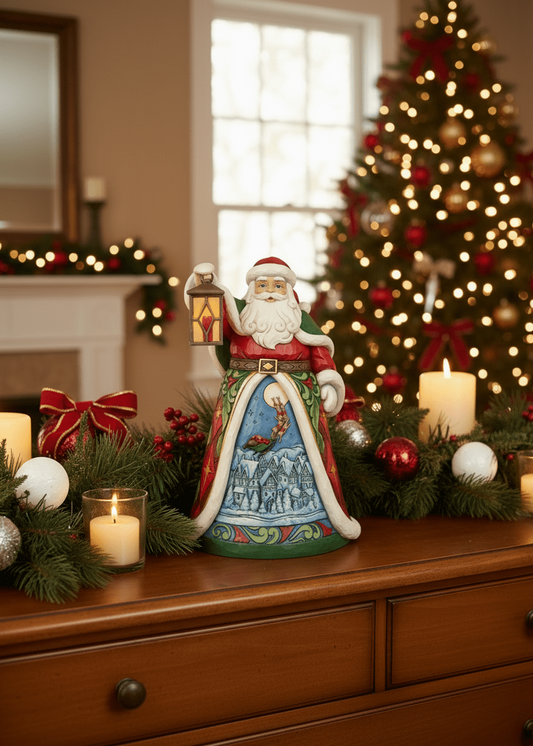 Jim Shore Heartwood Creek - Santa with LED Lantern - PRE-ORDER - Christmas Snow Globes by House worX