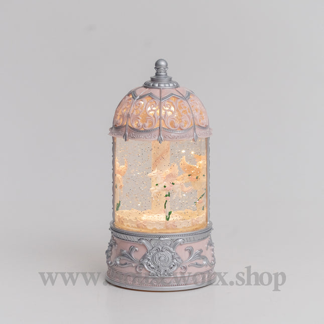 merry go round unicorn snow globe