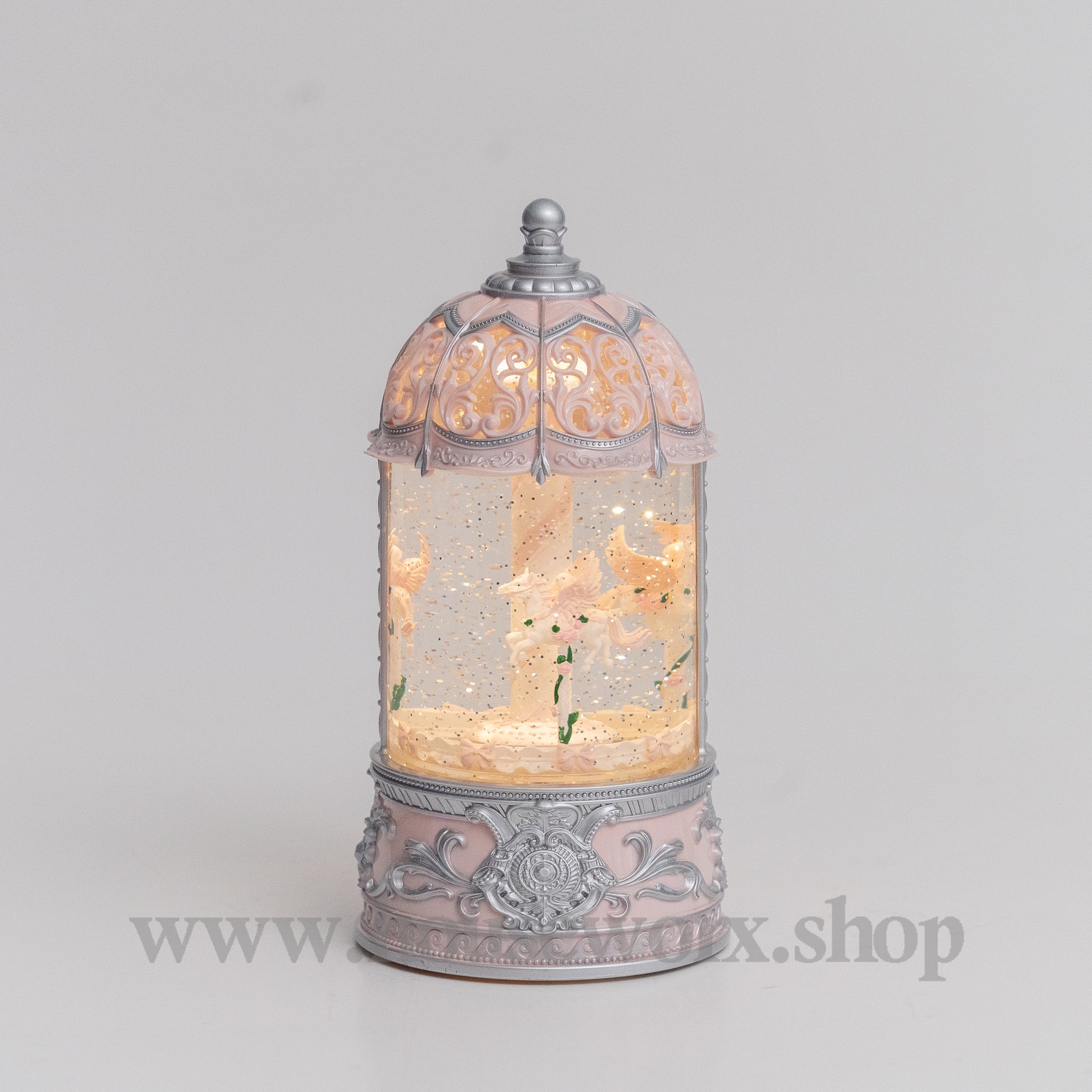 merry go round unicorn snow globe