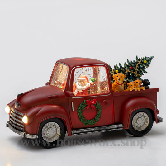 Pickup Truck - Red - Christmas Snow Globes by House worX