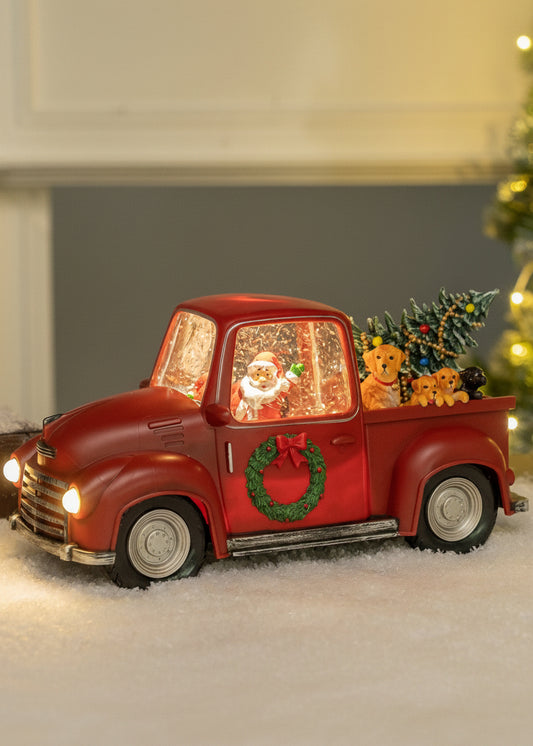 Pickup Truck - Red - Christmas Snow Globes by House worX