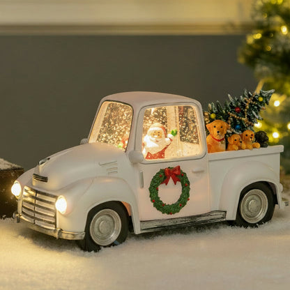 Pickup Truck - White - Christmas Snow Globes by House worX