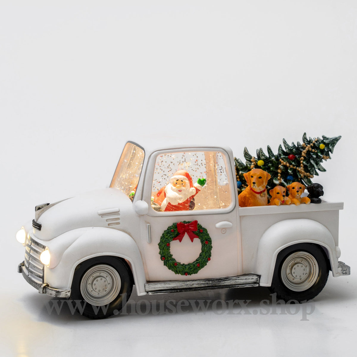 Pickup Truck - White - Christmas Snow Globes by House worX