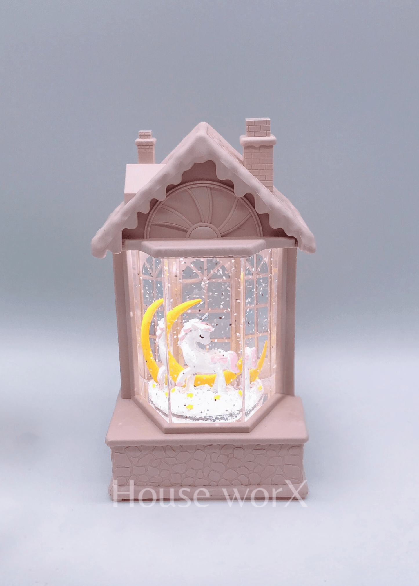 Pink House - Unicorn - Christmas Snow Globes by House worX