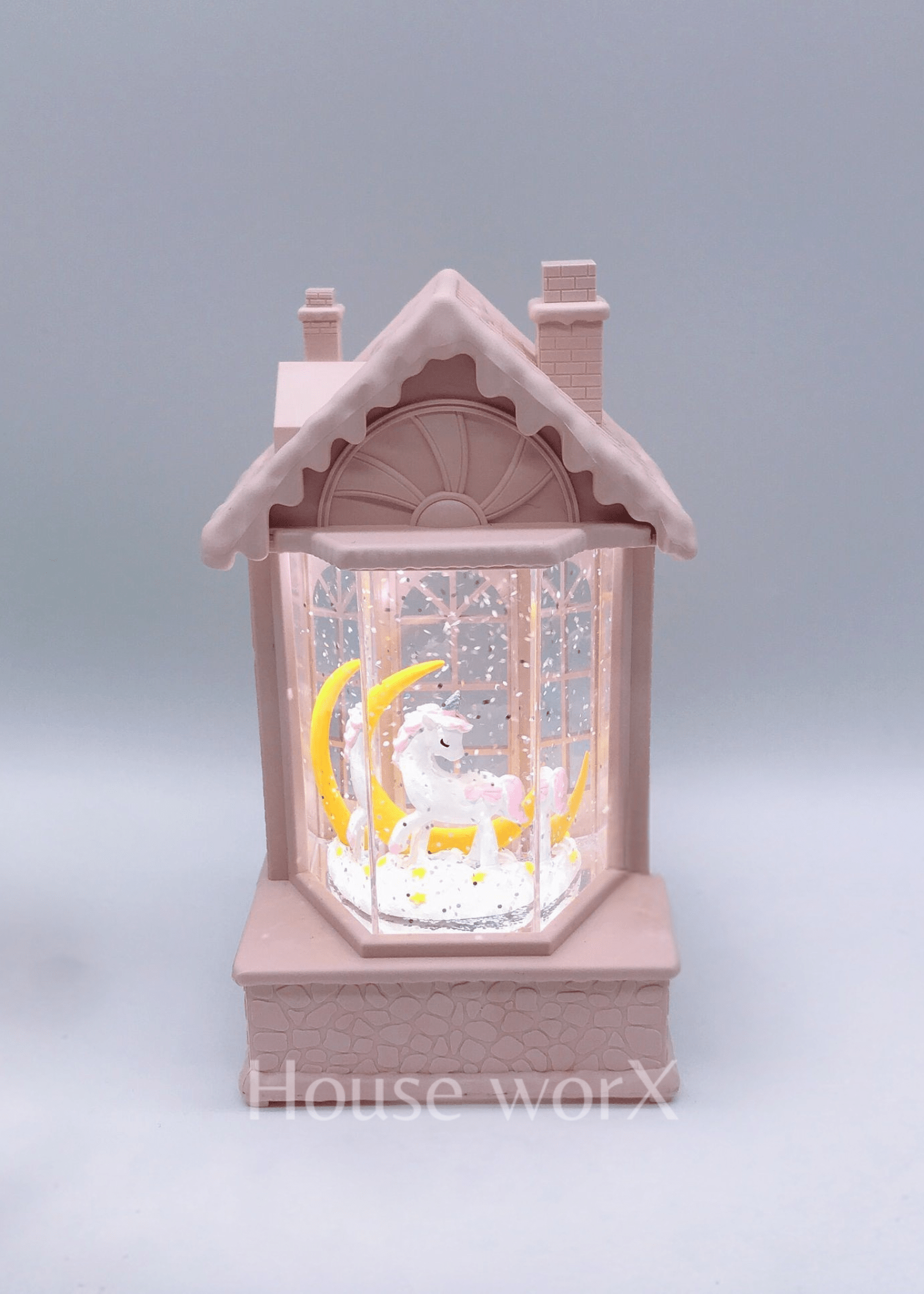 Pink House - Unicorn - Christmas Snow Globes by House worX
