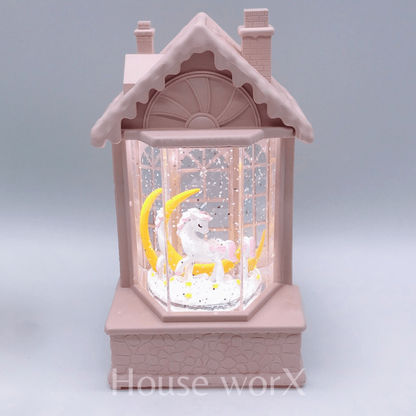 Pink House - Unicorn - Christmas Snow Globes by House worX
