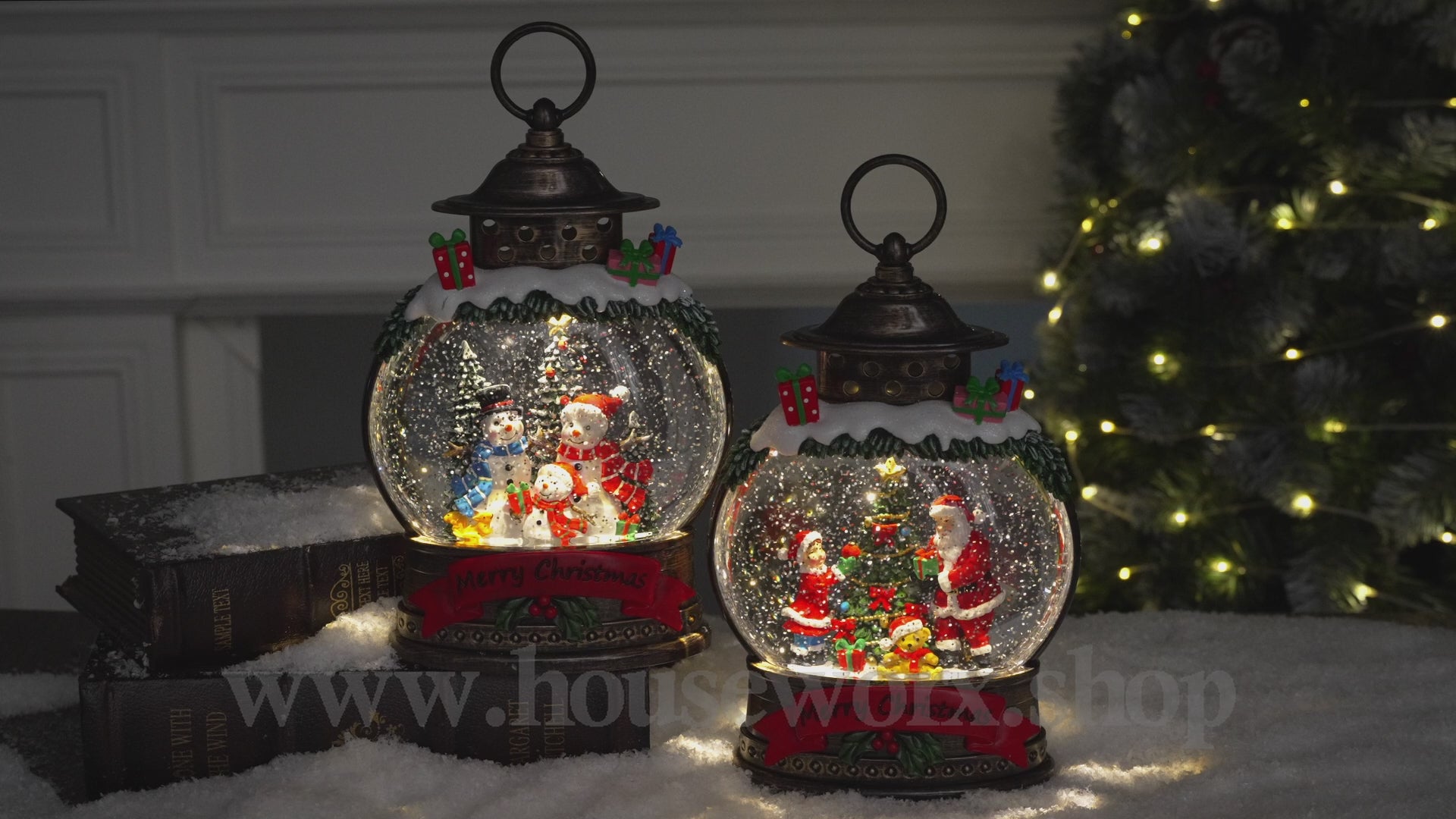 Festive oval collection snow globe video