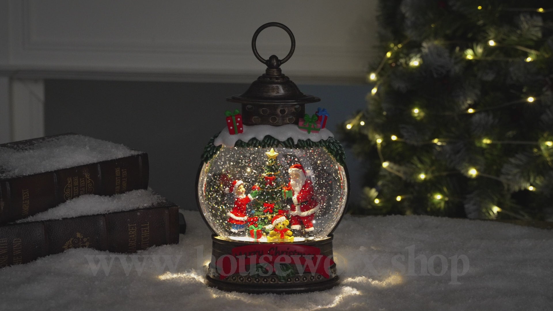Festive oval collection snow globe santa video