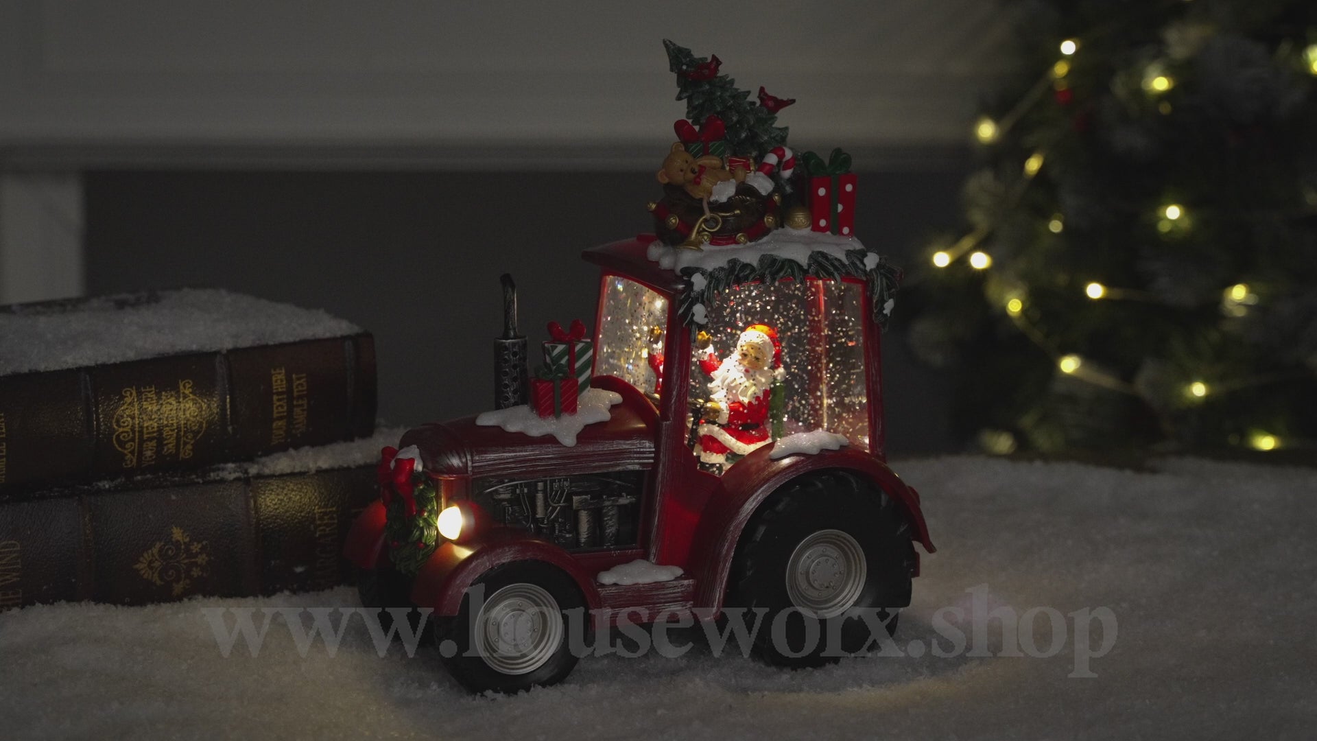 Festve Tractor Collection Snow Globe red video