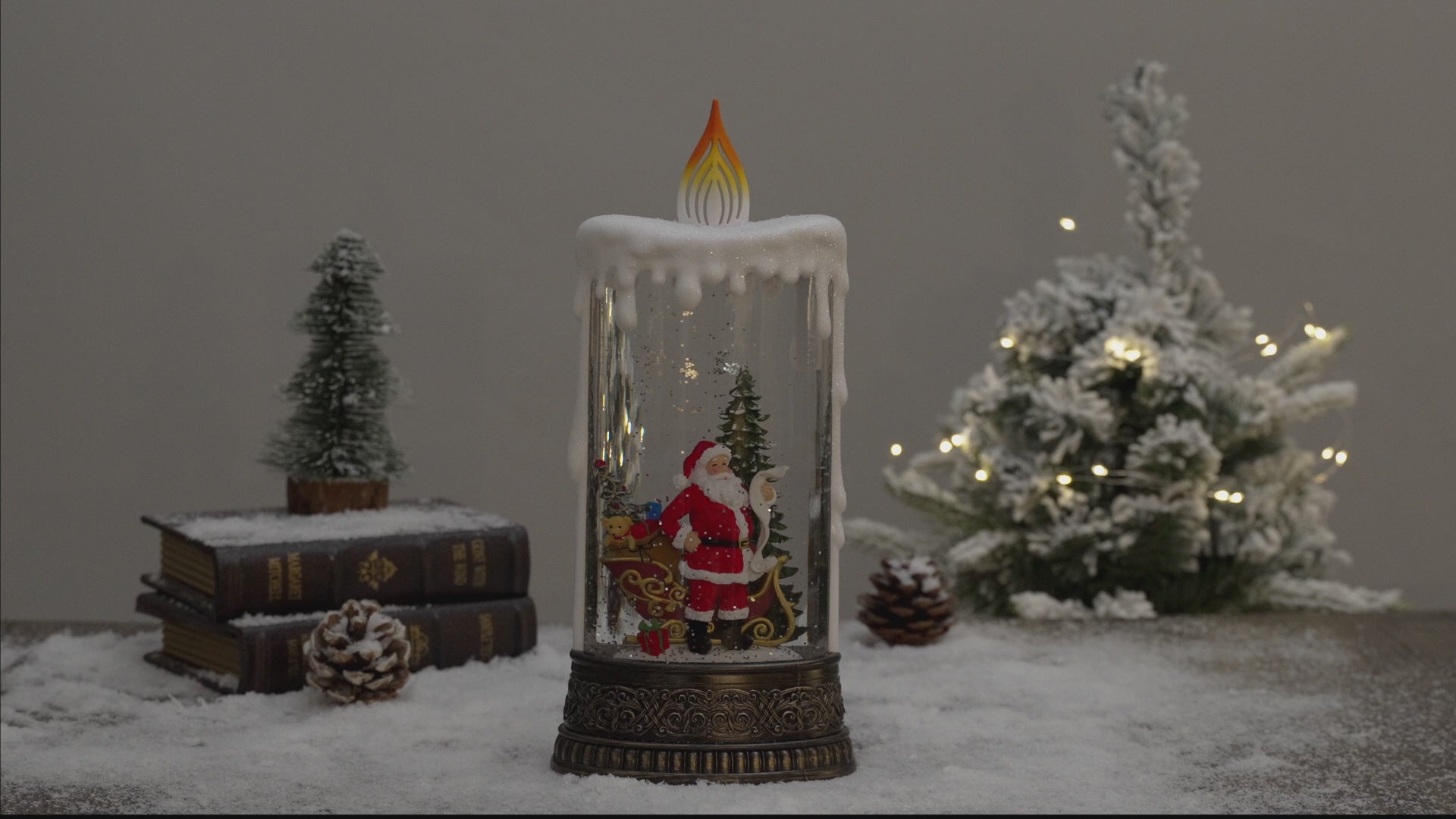 exquisite candle christmas snow globe santa video
