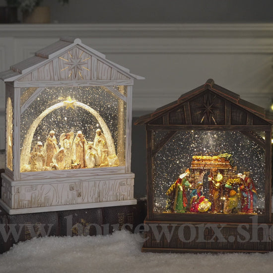 Manger_christmas_snow_globe_collection video