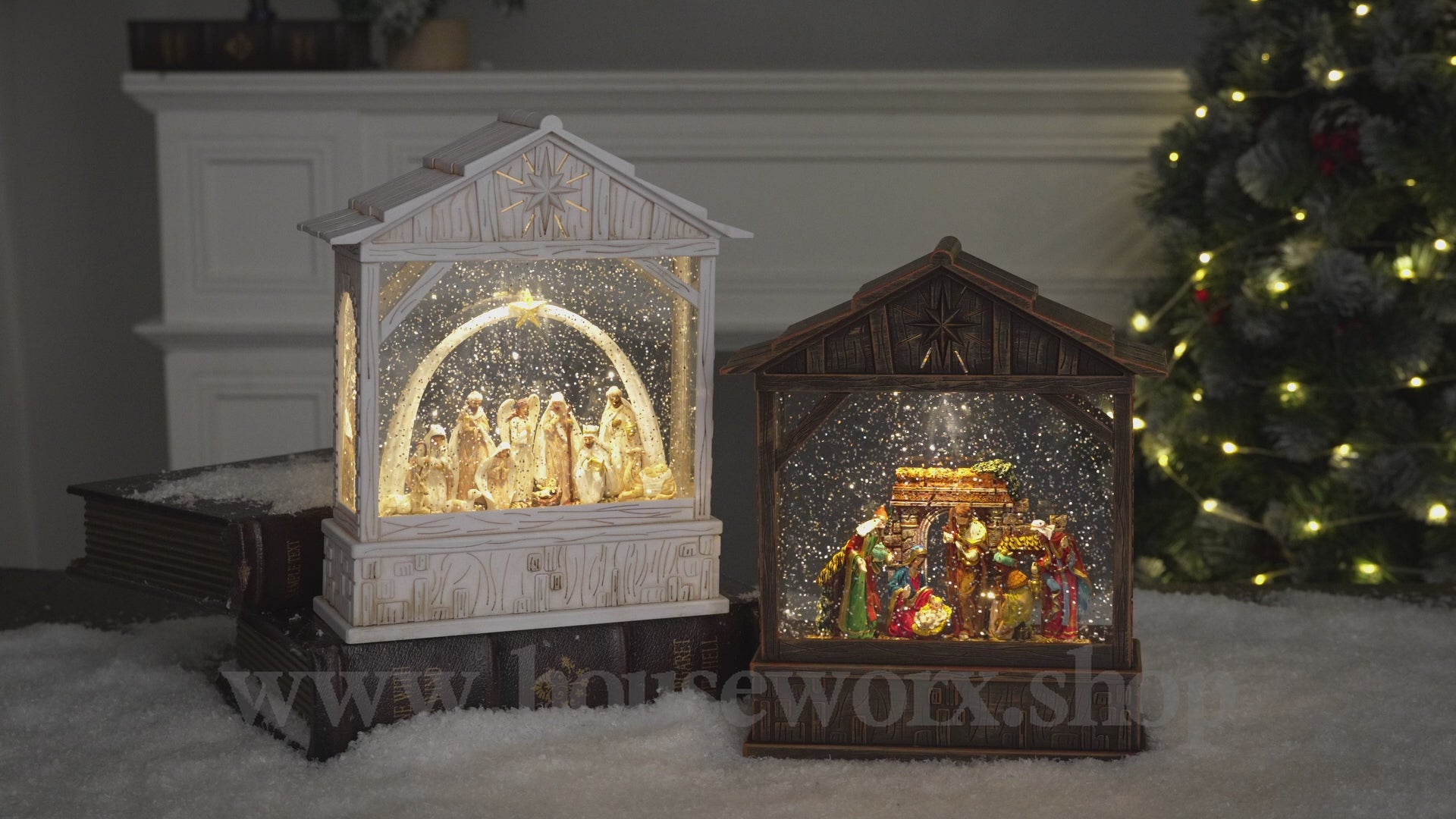 Manger_christmas_snow_globe_collection video