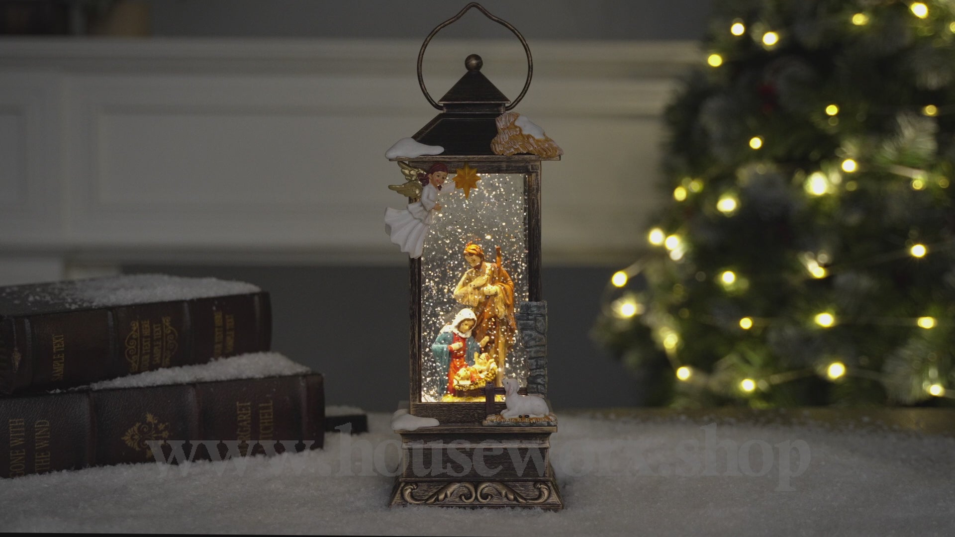 oRNATE NATIVITY CHRISTMAS SNOW GLOBE video