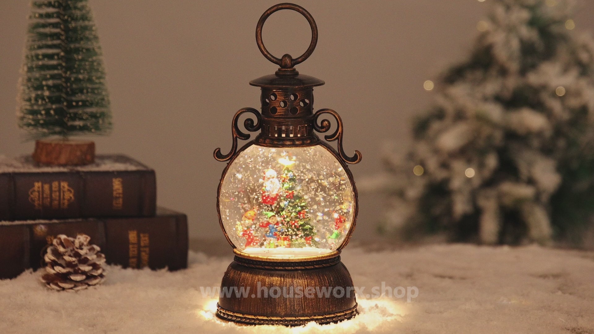 Jester santa christmas snow globe video
