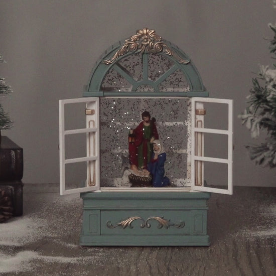 Window globe  nativity vdeo