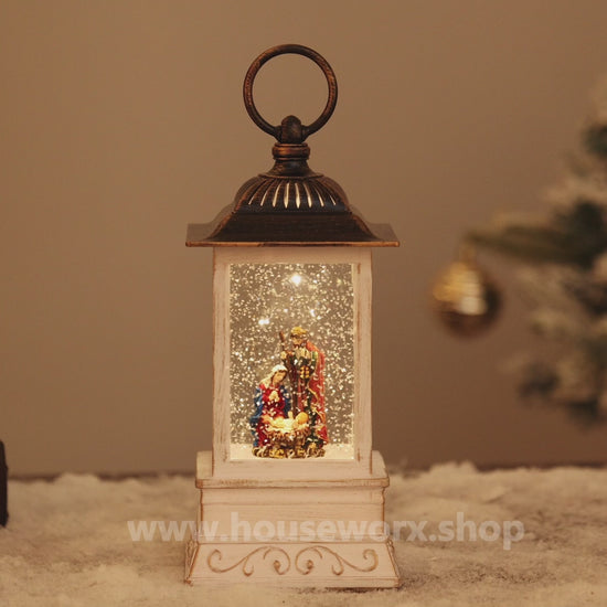 Wind Christmas snow globe nativity video