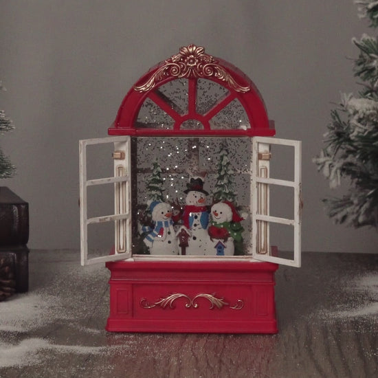Window globe snowman window open video