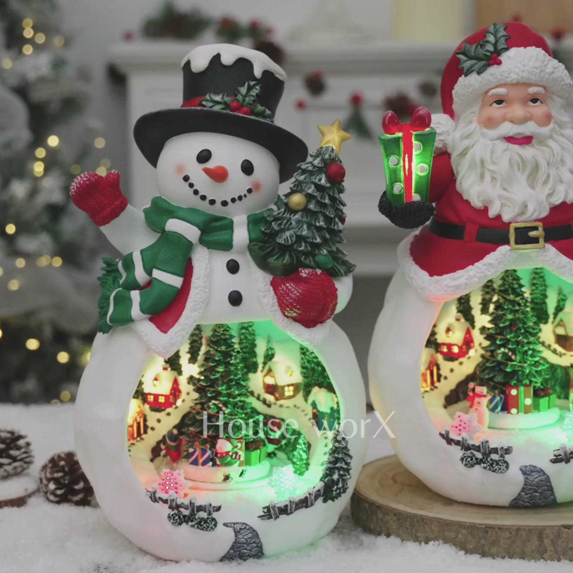Holiday Lane large snowman and santa video