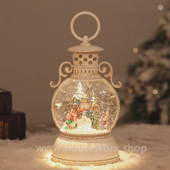 Jester christmas snow globe 360 degree rotating snowman video