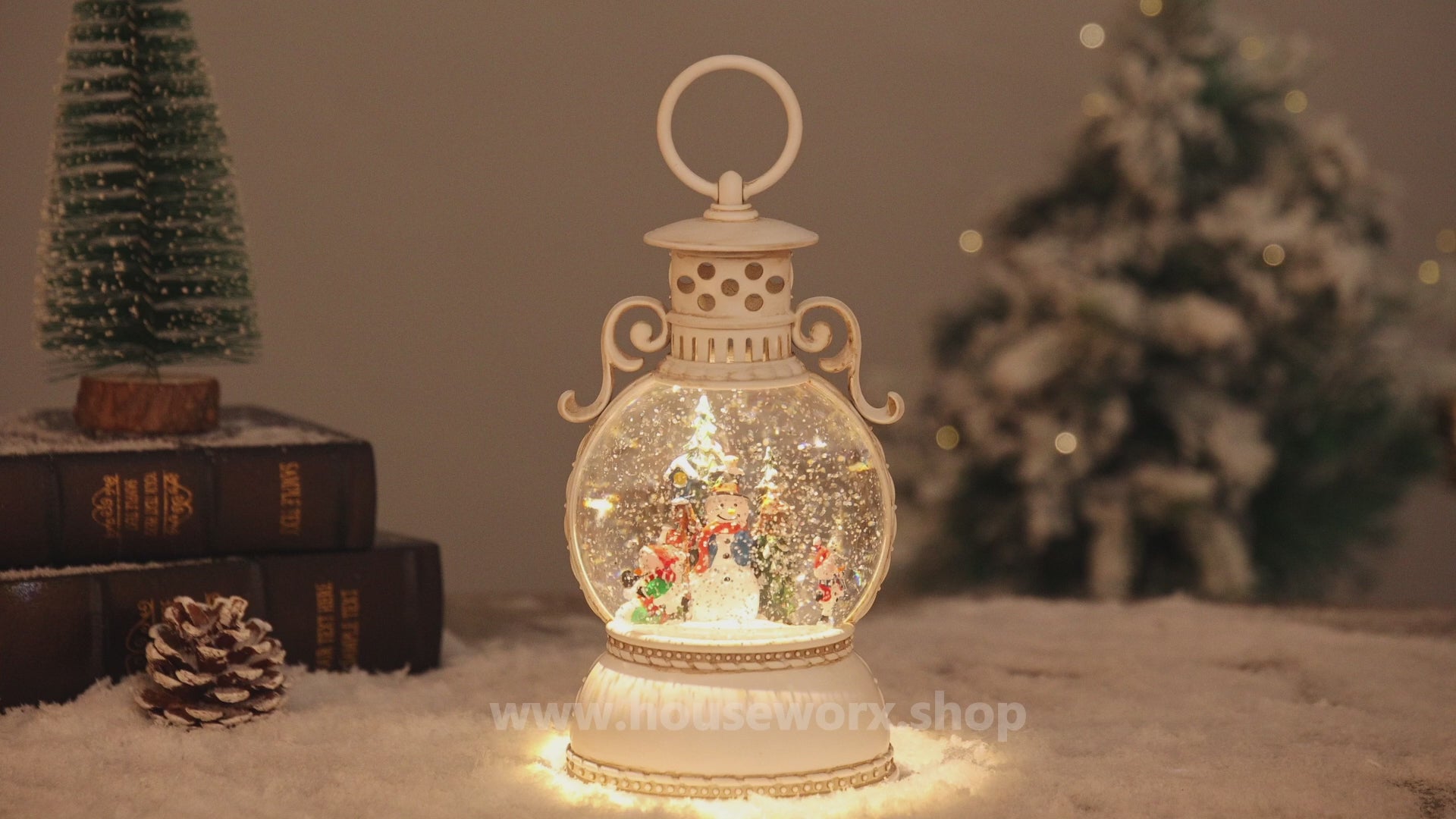 Jester christmas snow globe 360 degree rotating snowman video