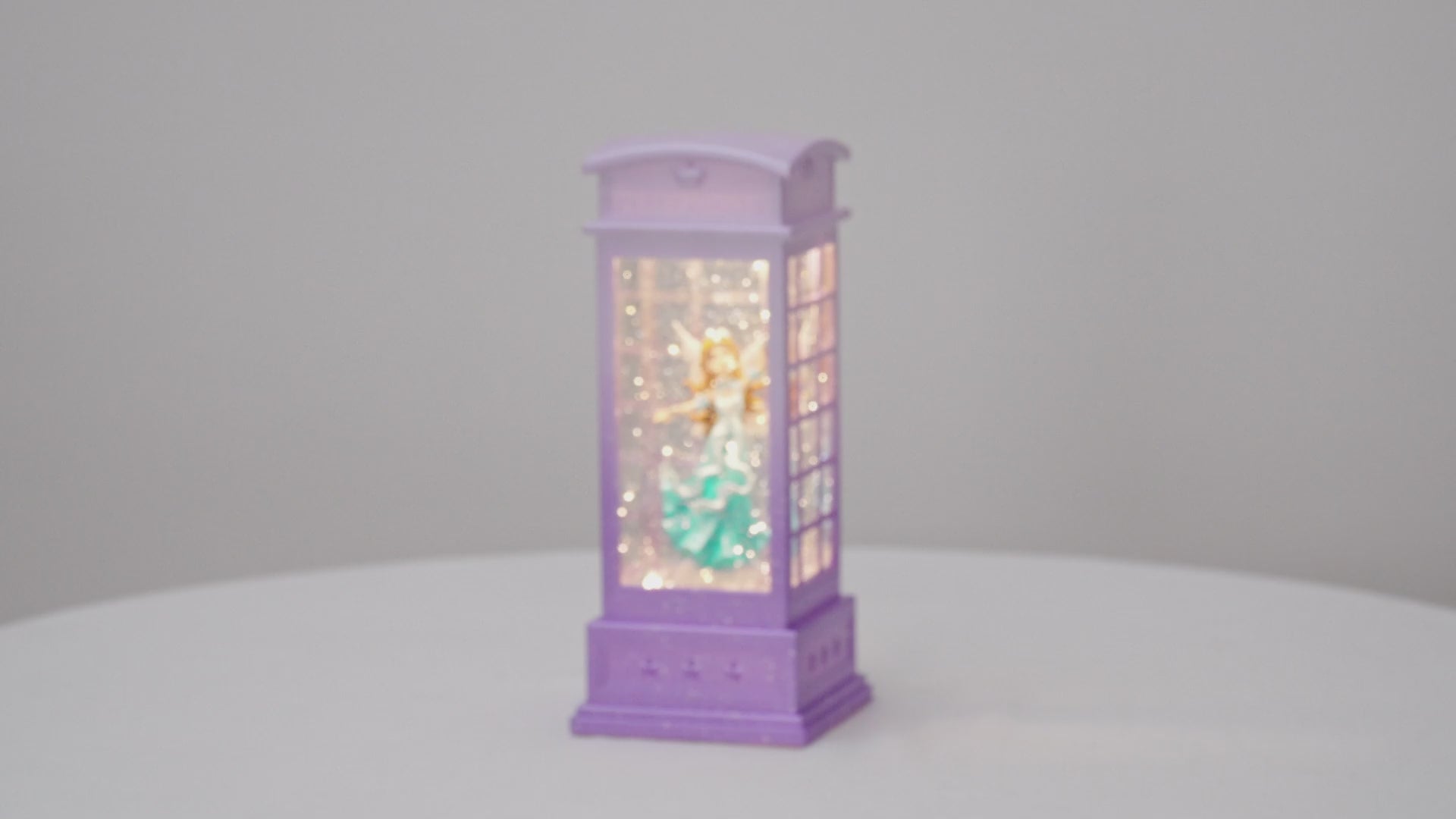arla telephone booth purple blue dress