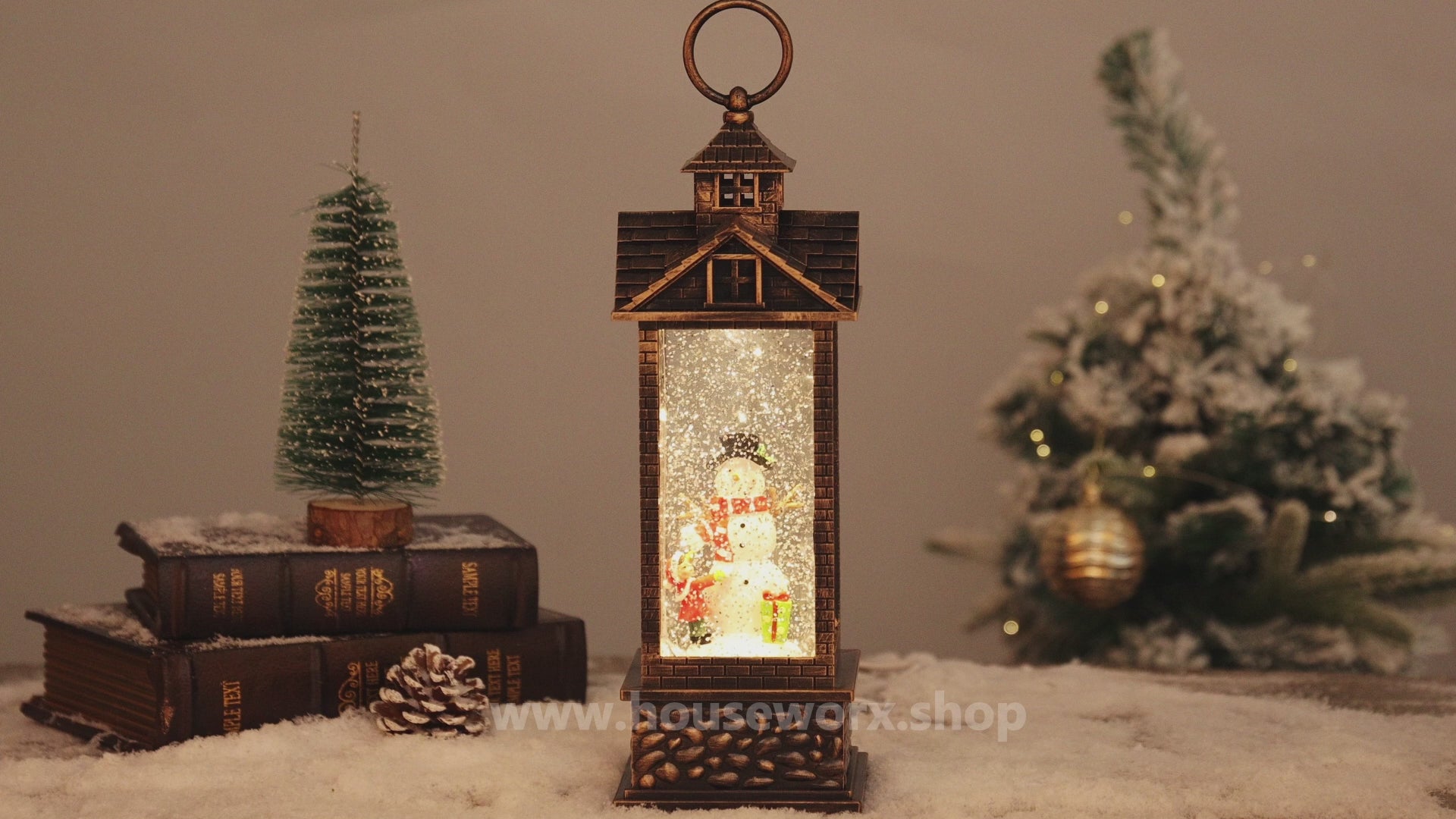 House christmas snow globe snowman video