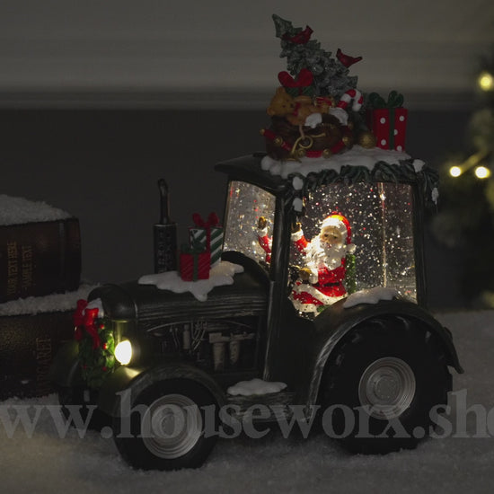 Festve Tractor Collection Snow Globe green video