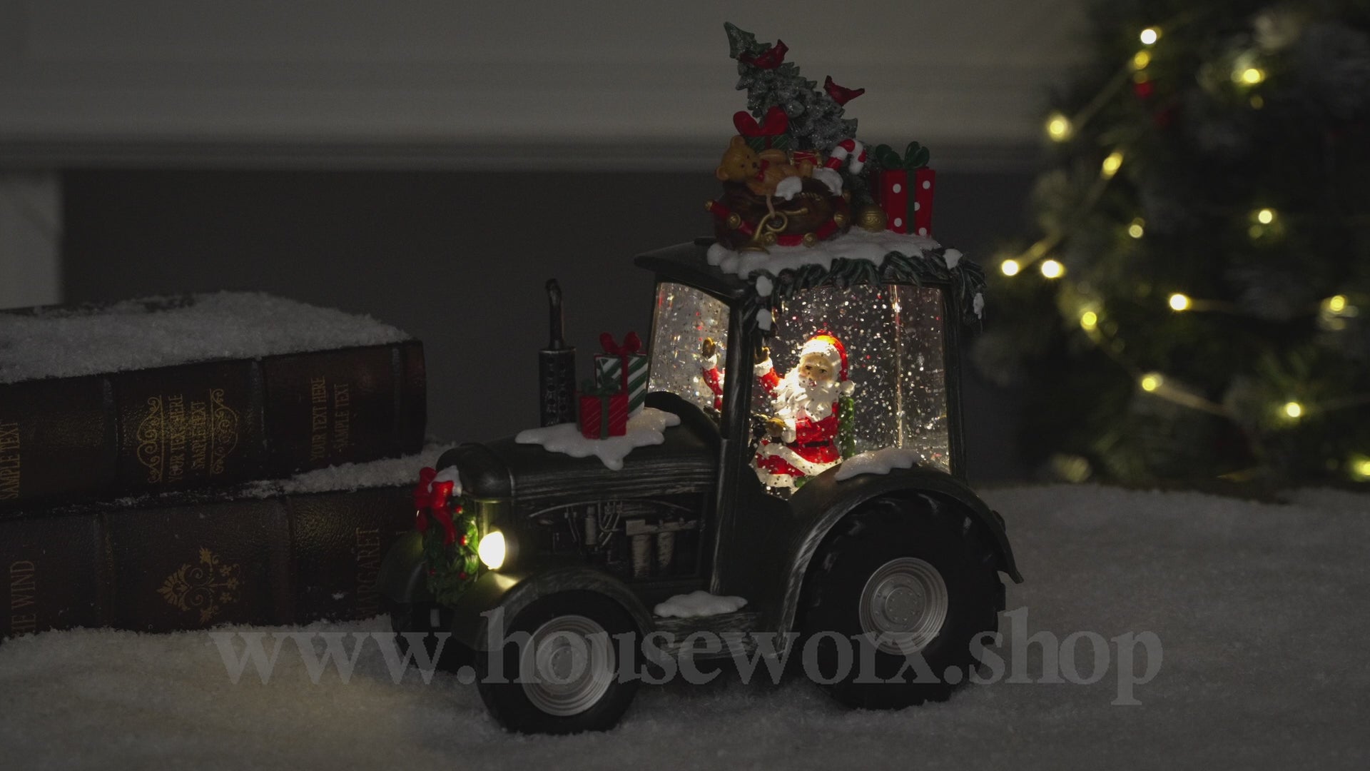 Festve Tractor Collection Snow Globe green video