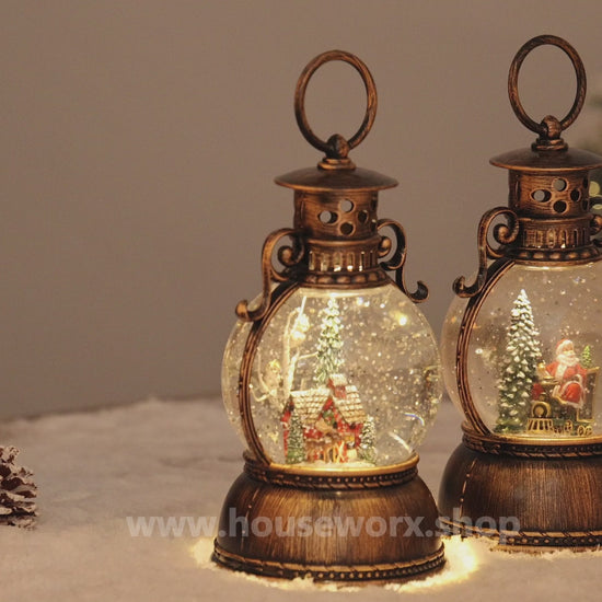 Court christmas snow globe santa and sleigh and house video