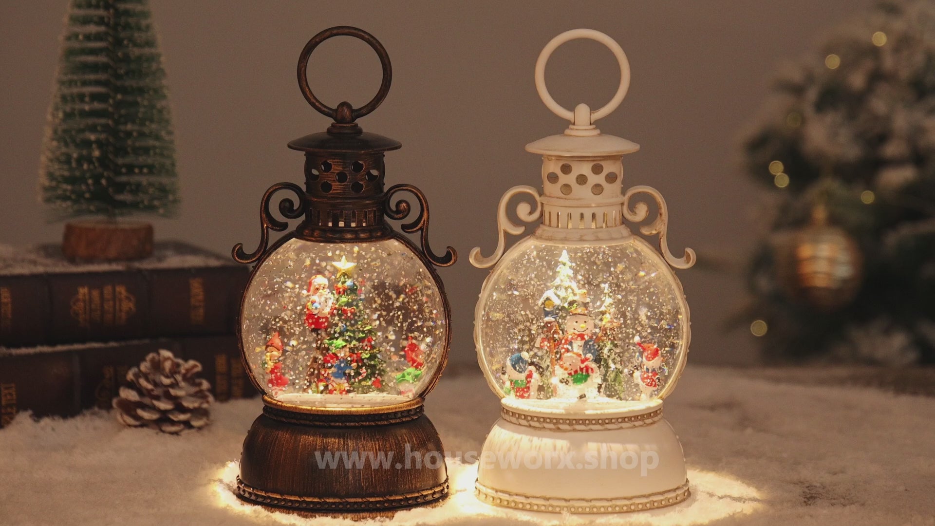 Jester santa snowman christmas snow globe video