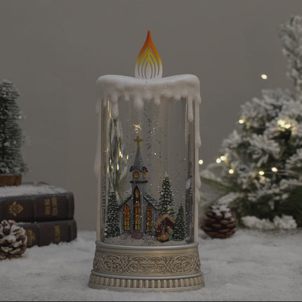 exquisite candle christmas snow globe village video