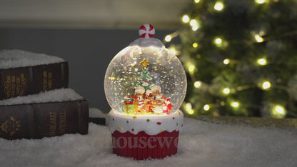 Candy gingerbread cupcake snow globe video
