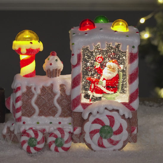 Candy Gingerbread train christmas snow globe video