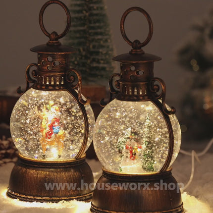 Palace santa and reindeer christmas snow globe snowman video