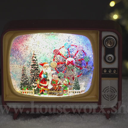 Retro Television Ferris wheel christmas snow globe video
