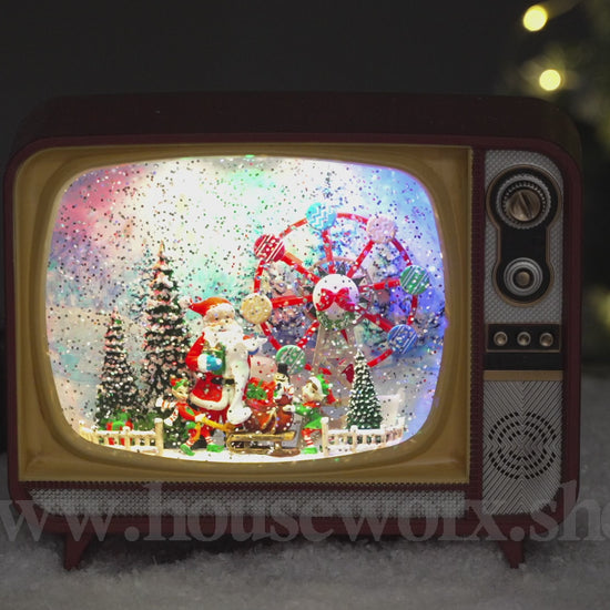 Retro Television Ferris wheel christmas snow globe video