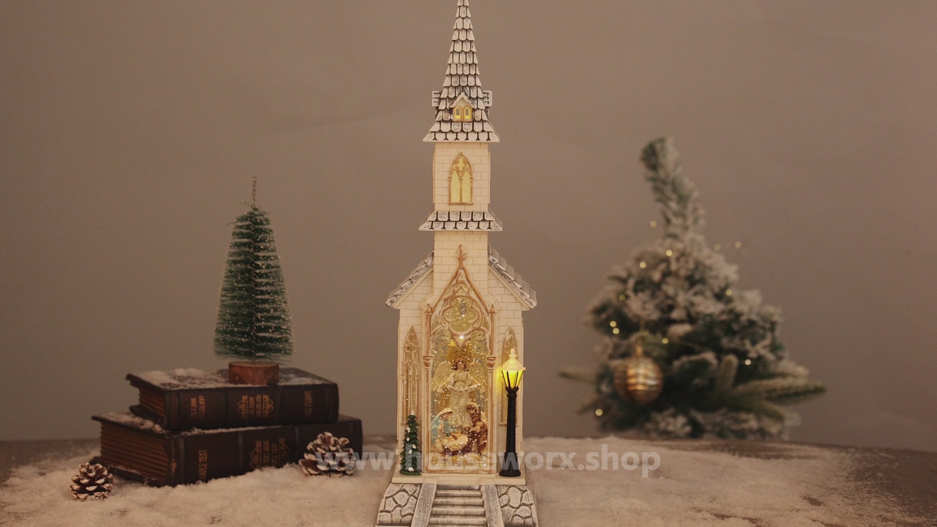 Cathedral Christmas snow globe video