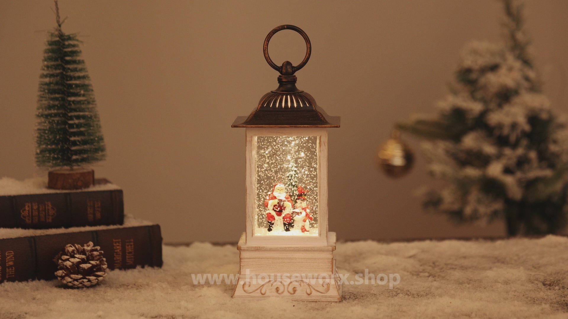 wind christmas snow globe santa video