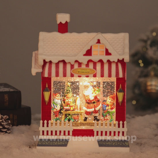 santas workshop christmas snow globe video