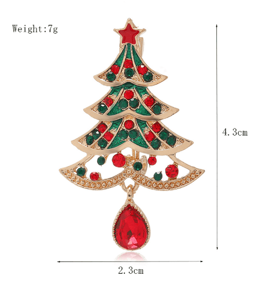 Red Star Tree Brooch - Christmas Snow Globes by House worX