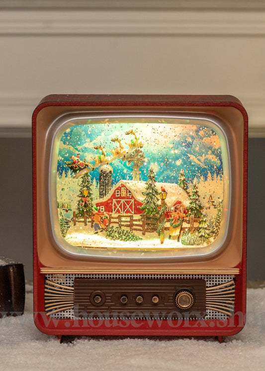Retro Television - Barn - Christmas Snow Globes by House worX