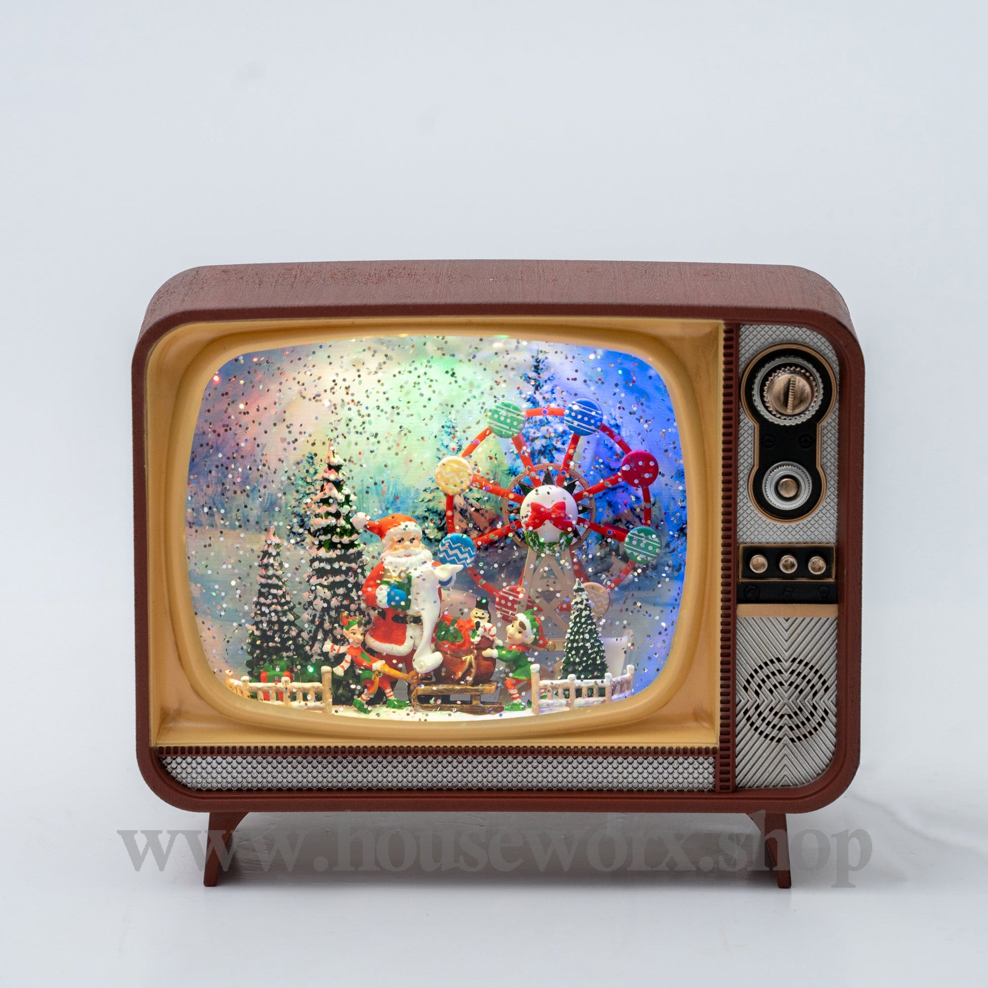 Retro Television - Santa/Ferris Wheel - Christmas Snow Globes by House worX