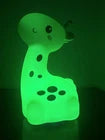 Glowing green dinosaur-shaped night light on a dark background