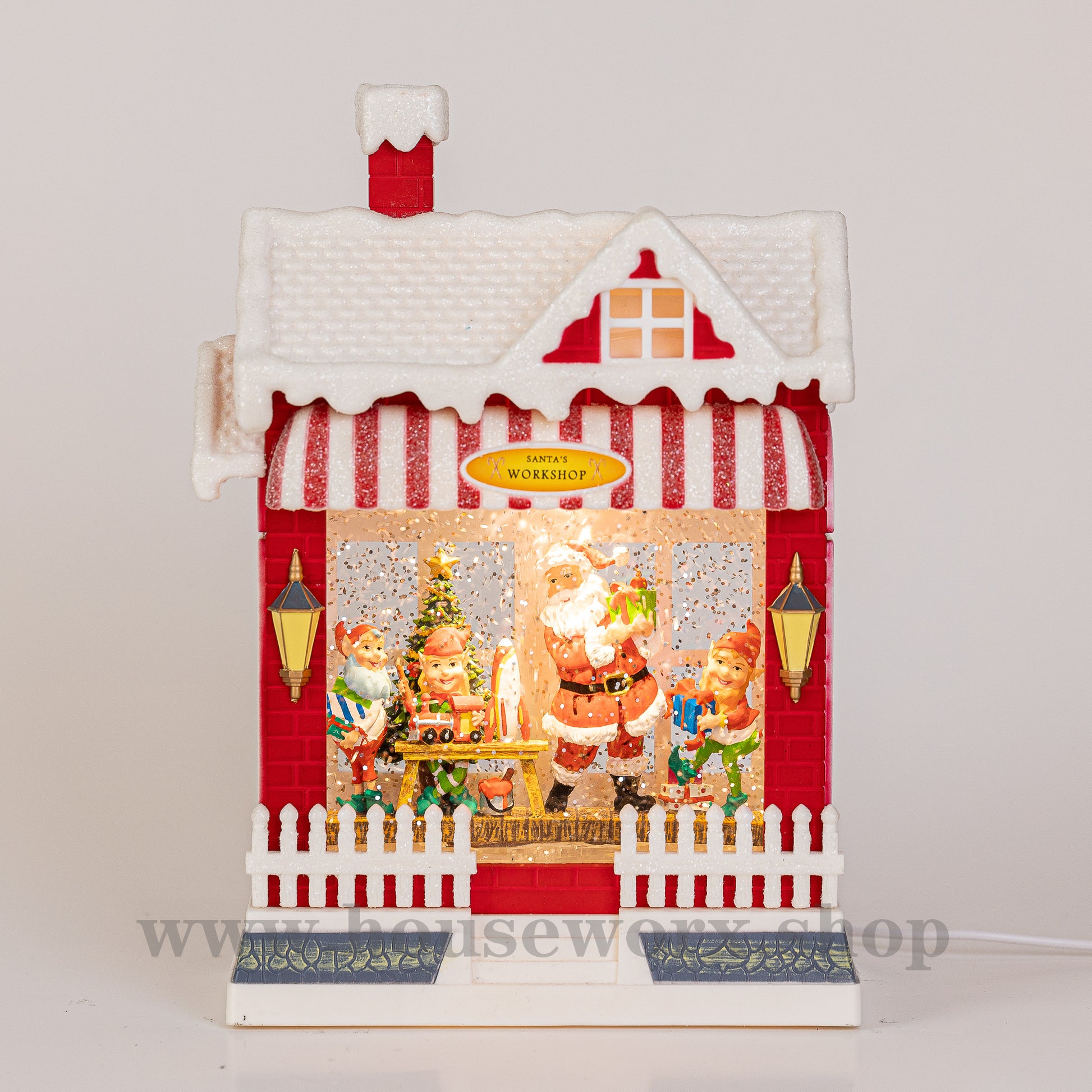 santas work shop christmas snow globe plain