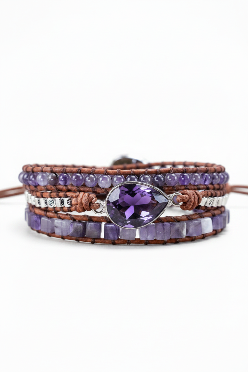 Semi precious stone - Wrap Bracelet - Christmas Snow Globes by House worX