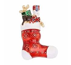 Decorative Christmas stocking with a dog design on a white background brooch