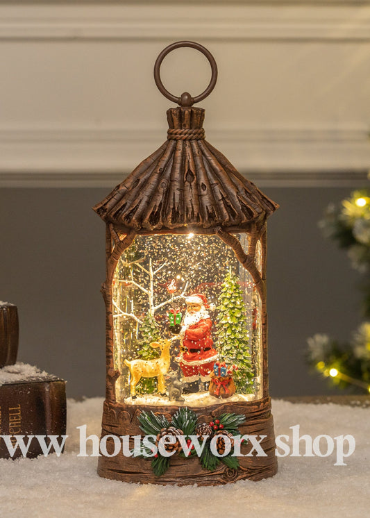 Straw Hut - Santa - NO BOX - Christmas Snow Globes by House worX