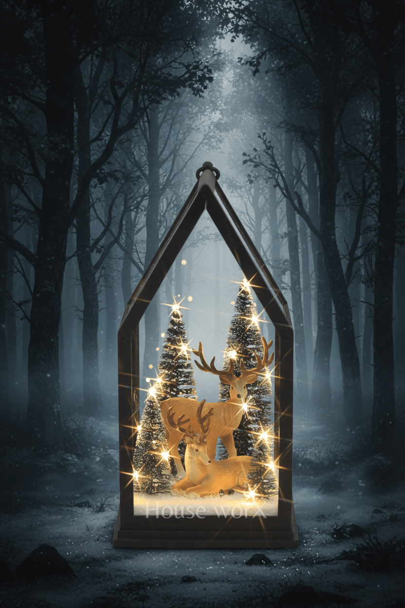 White Lane - House - Deer - PRE-ORDER - Christmas Snow Globes by House worX
